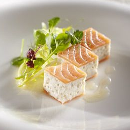 Mousse van gerookte forel met sinaasappel